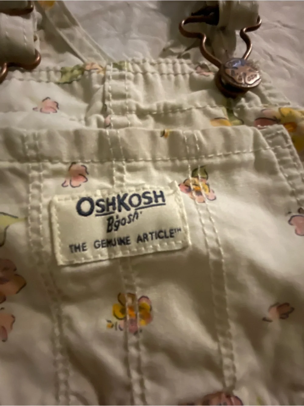 OshKosh B'gosh Cream Overalls with Pink & Yellow Floral Print